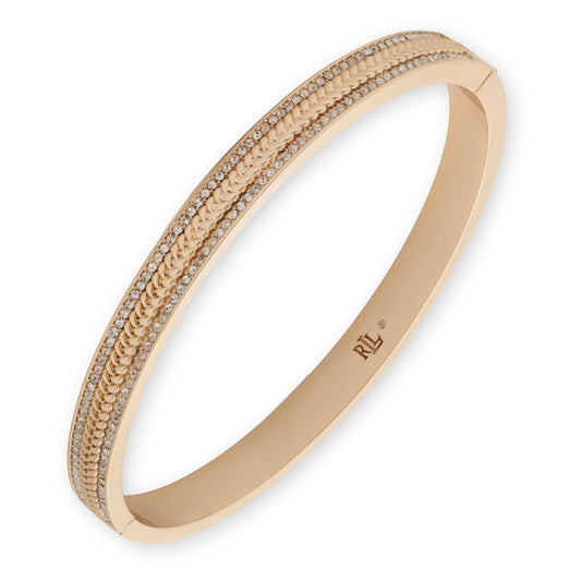 Lauren Ralph Lauren Gold Herringbone Pavé Bangle