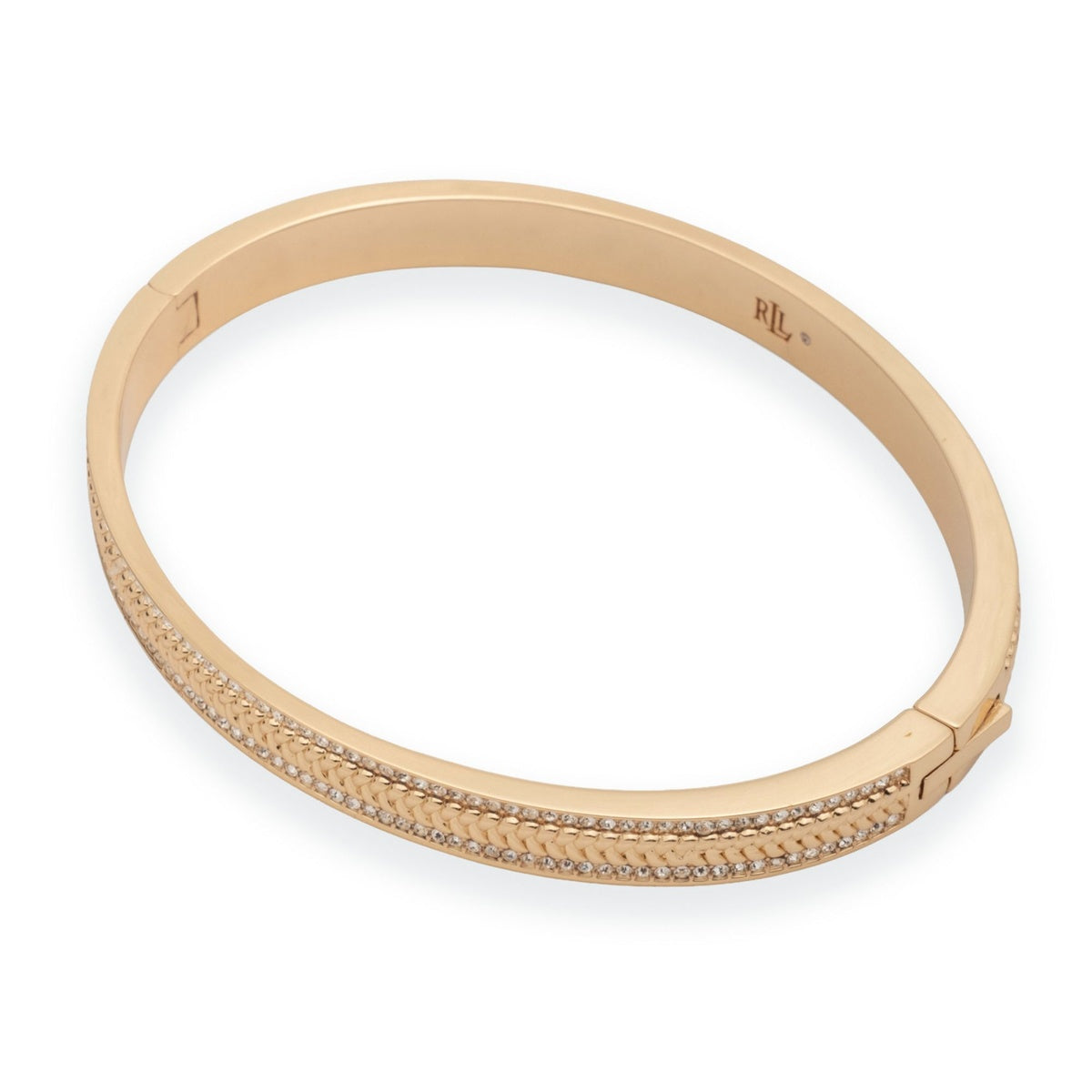 Lauren Ralph Lauren Gold Herringbone Pavé Bangle