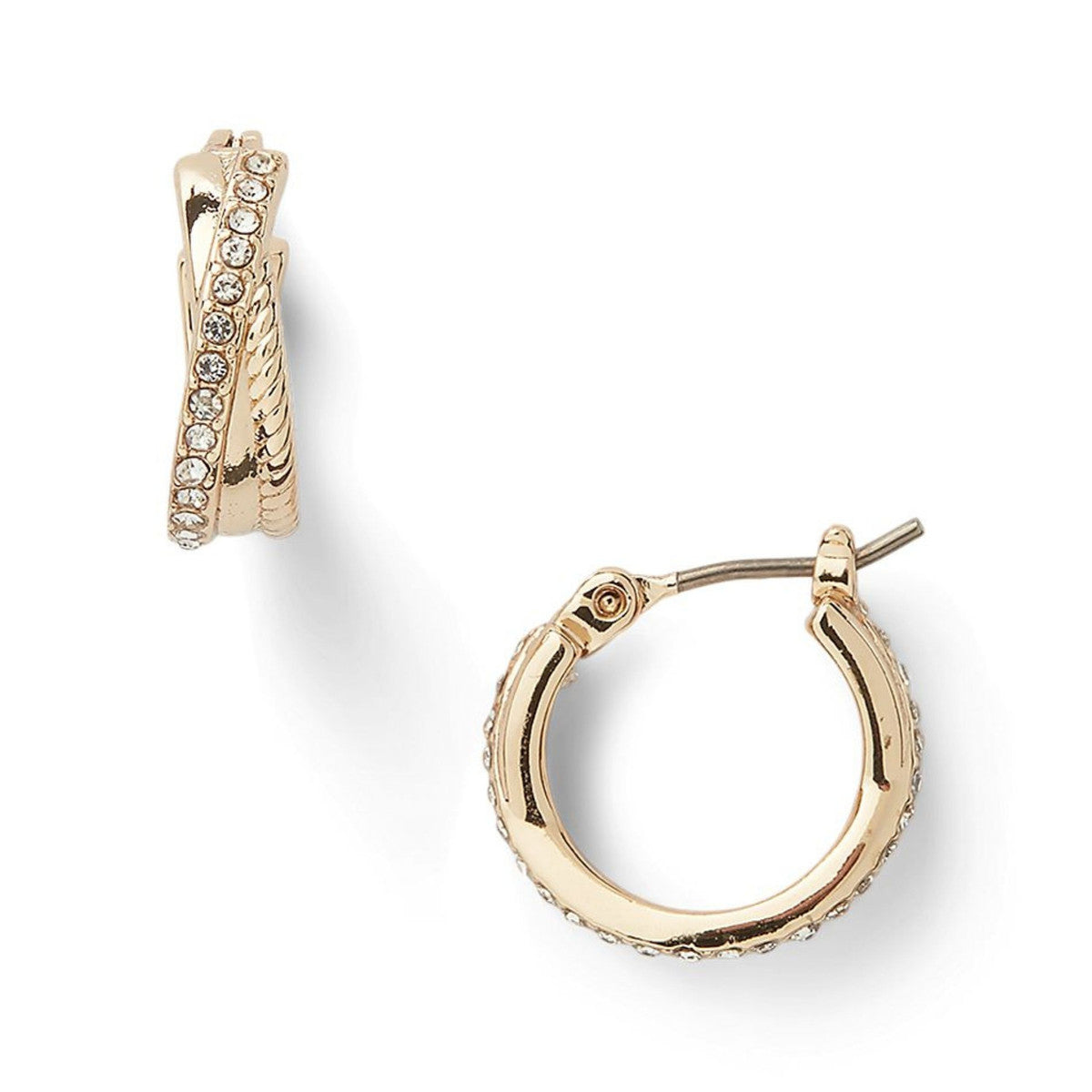 Lauren Ralph Lauren Gold Pavé Twisted Hoop Earrings