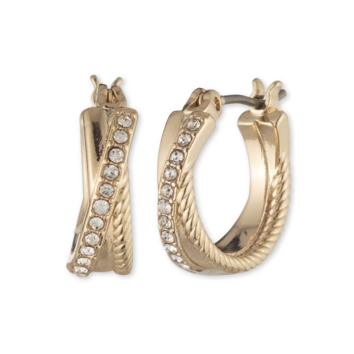Lauren Ralph Lauren Gold Pavé Twisted Hoop Earrings