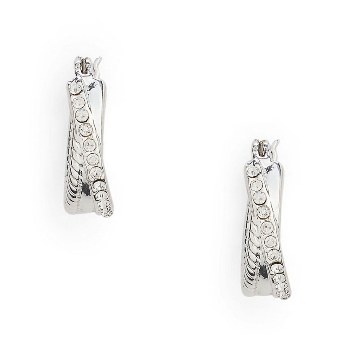 Lauren Ralph Lauren Silver Tone Twisted Hoop Earrings