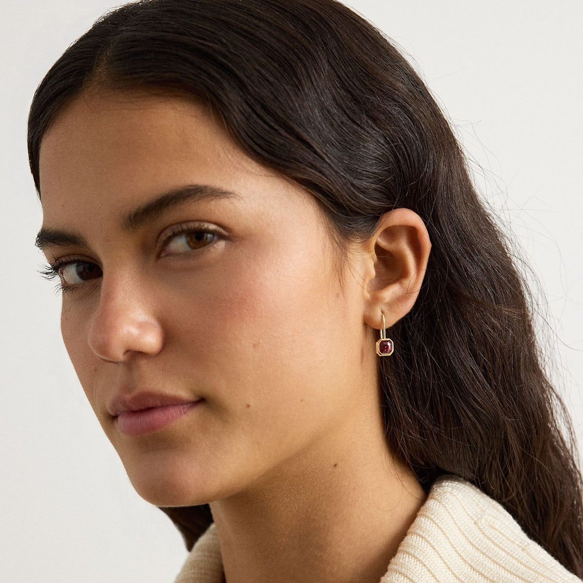 Lauren Ralph Lauren Gold Fuchsia Stone Drop Earrings