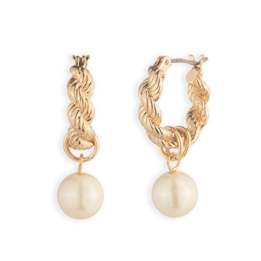 Lauren Ralph Lauren Gold Pearl Rope Huggie Earrings