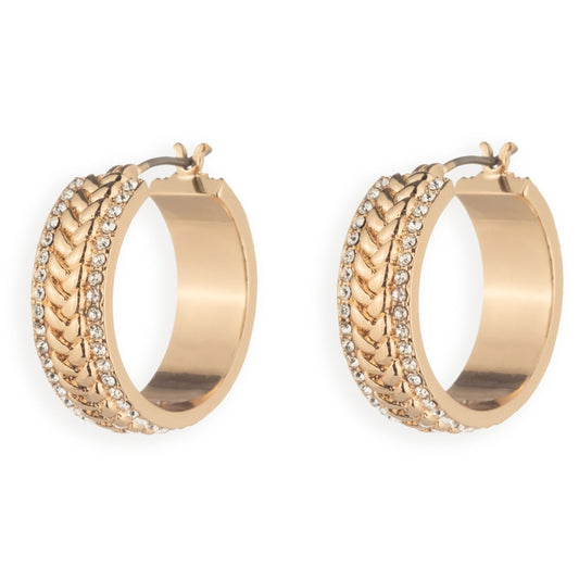 Lauren Ralph Lauren Gold Herringbone Pavé Hoop Earrings