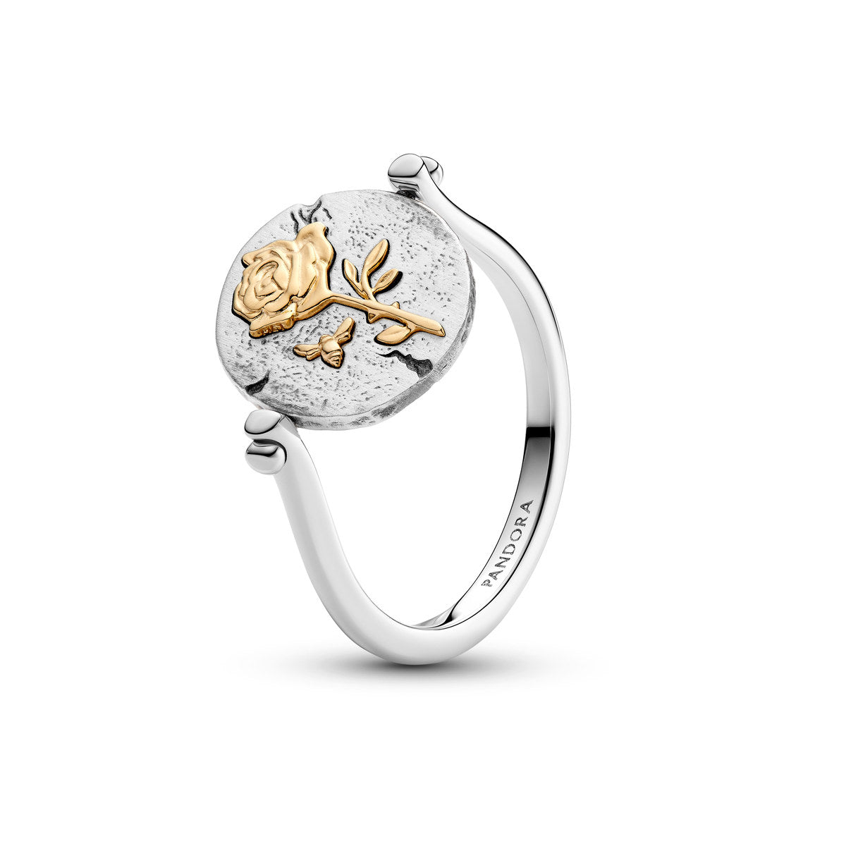 Pandora Silver Rose Reversible Medallion Ring