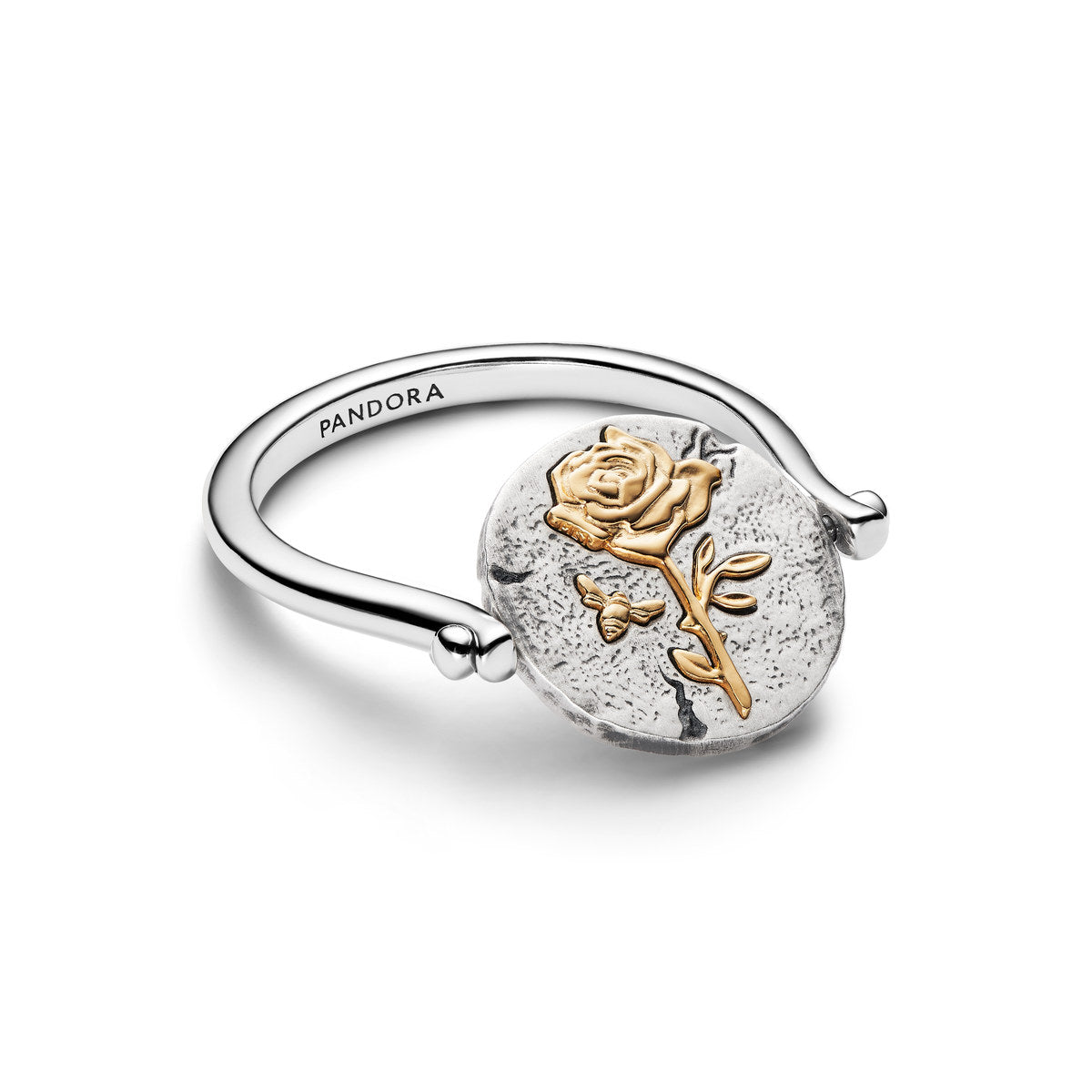 Pandora Silver Rose Reversible Medallion Ring