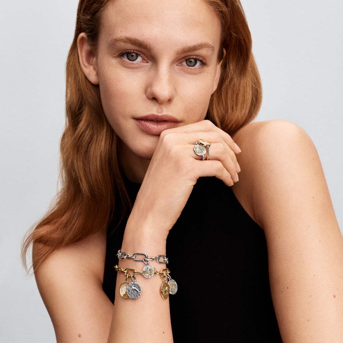 Pandora Gold Pegasus Reversible Medallion Ring