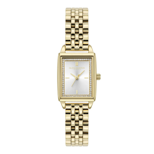 Olivia Burton Gold Townhouse Silver Rectangle Dial Watch