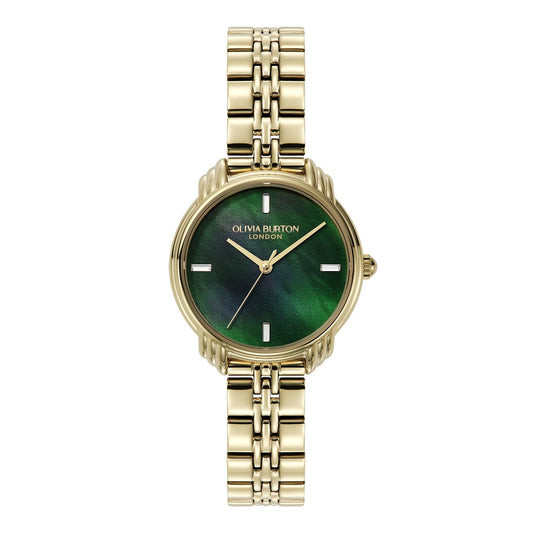 Olivia Burton Gold Art Deco Green Dial Watch