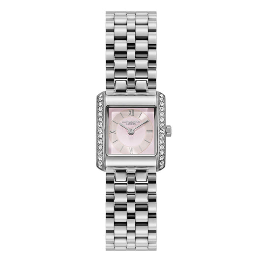 Olivia Burton Silver Berkley Pink Square Dial Watch
