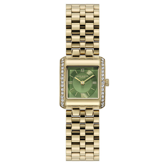 Olivia Burton Gold Berkley Green Square Dial Watch