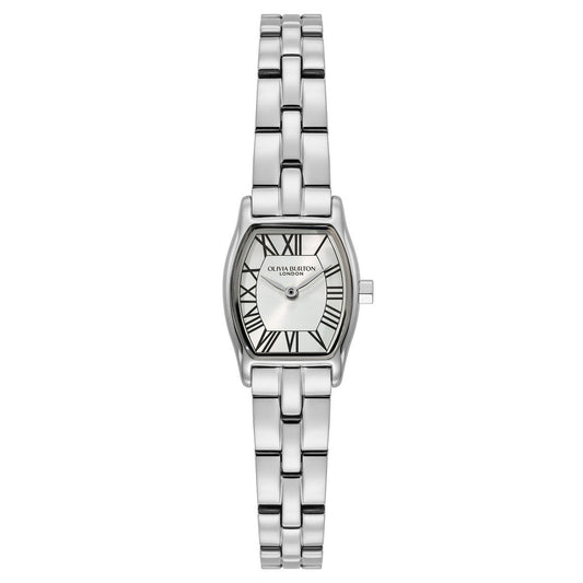 Olivia Burton Silver Cambridge Tonneau Silver Dial Watch
