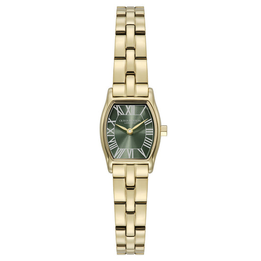 Olivia Burton Gold Cambridge Tonneau Green Dial Watch