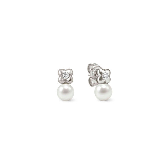 Nomination Silver Pearls Loop Flower Earrings