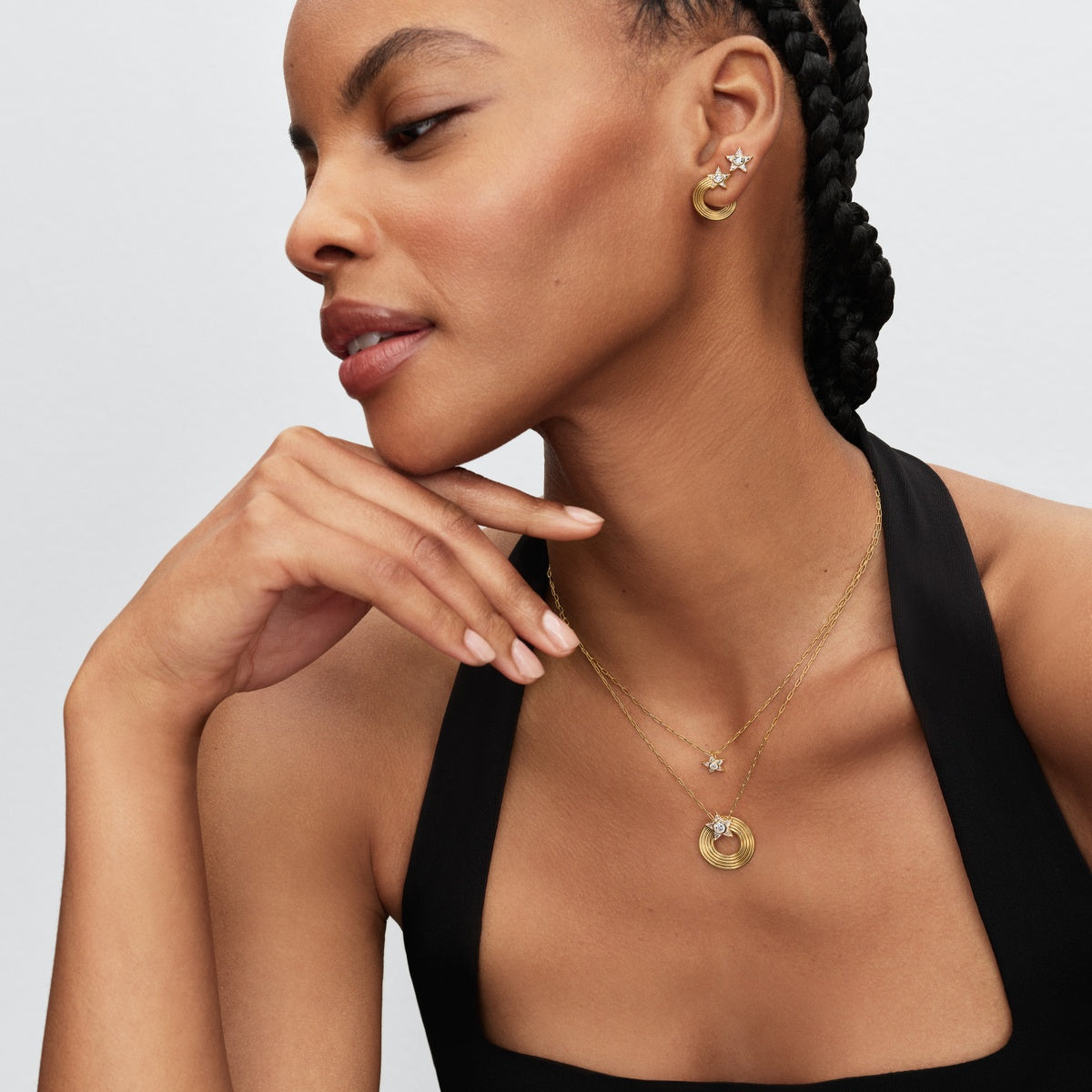 Pandora Gold Sparkling Shooting Star Stud Earrings