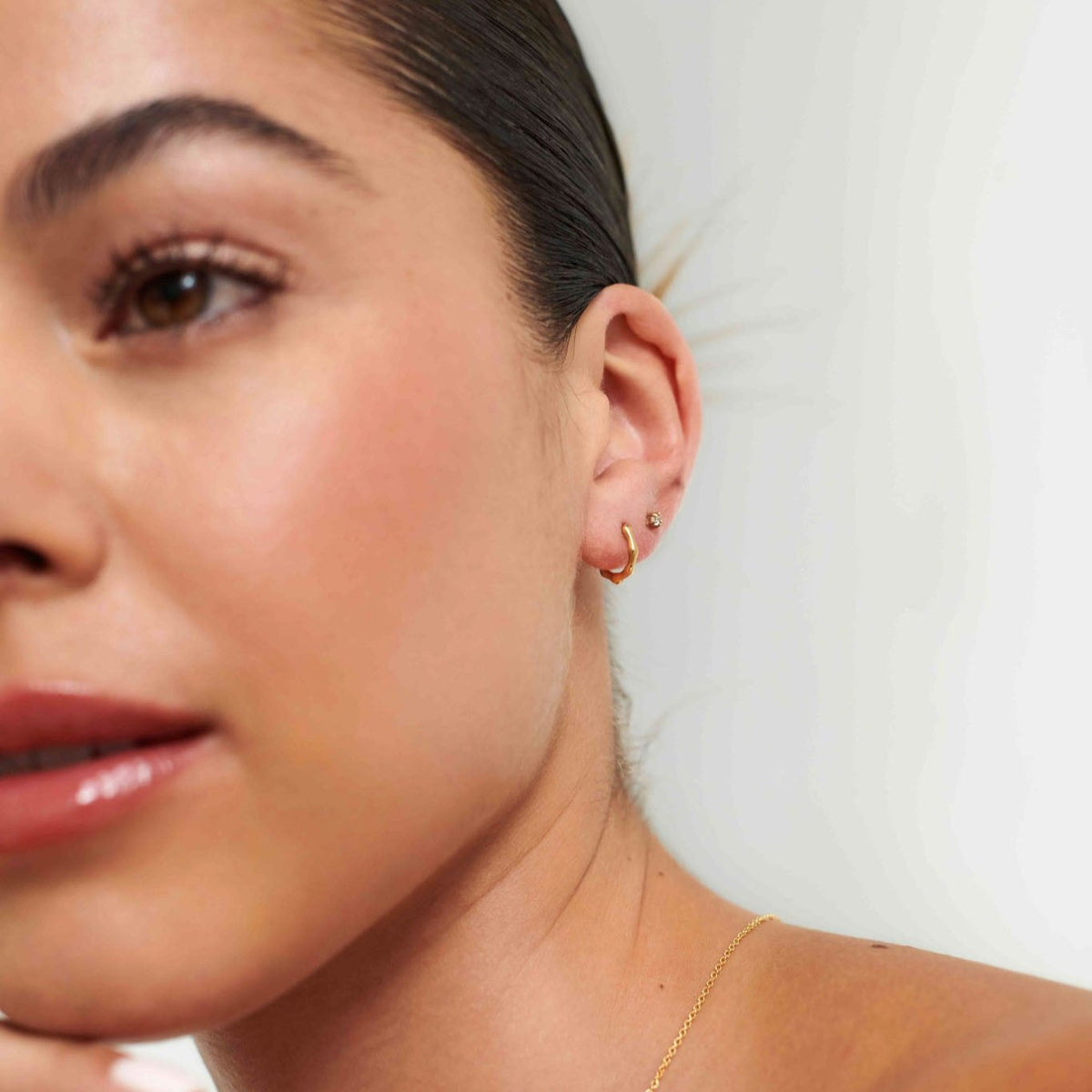 D.Louise Gold Bamboo Huggie Earrings