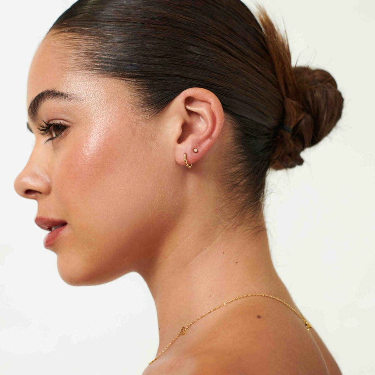 D.Louise Gold Bamboo Huggie Earrings
