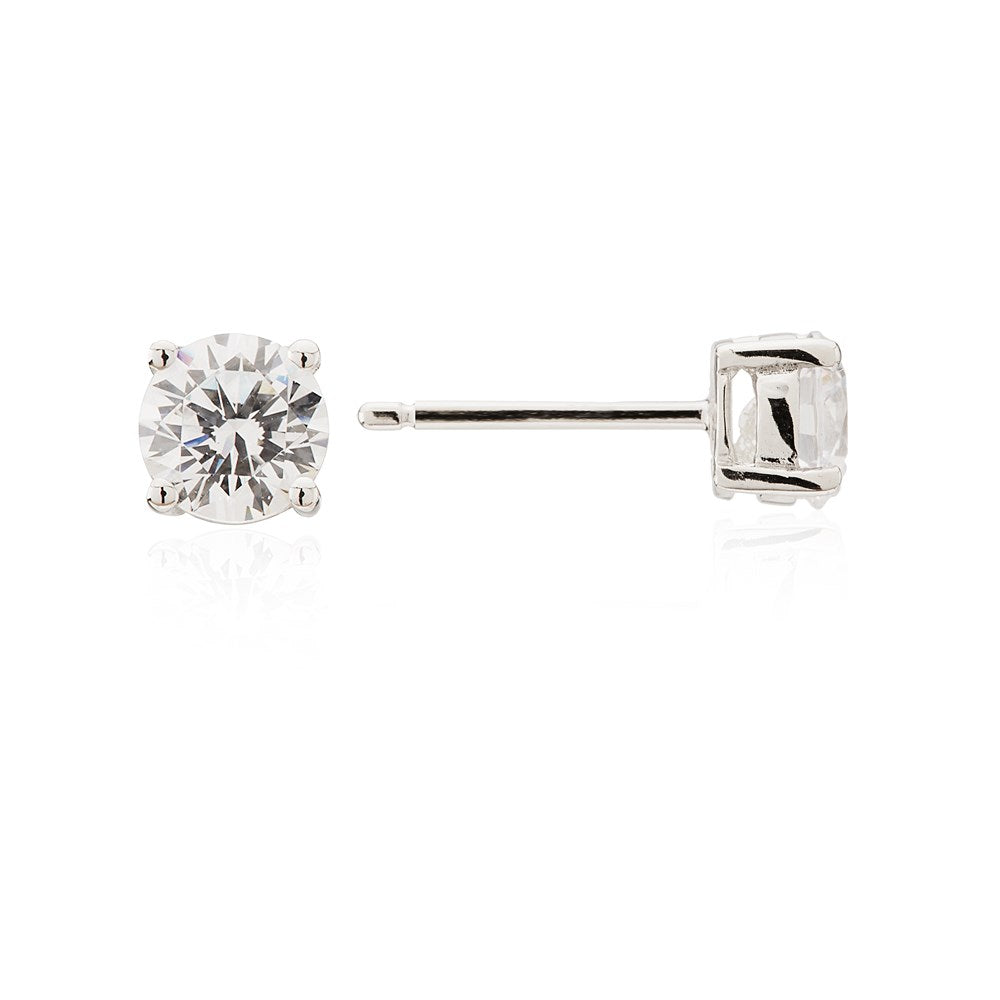 Argento 5.5mm Cubic Zirconia Stud Earrings