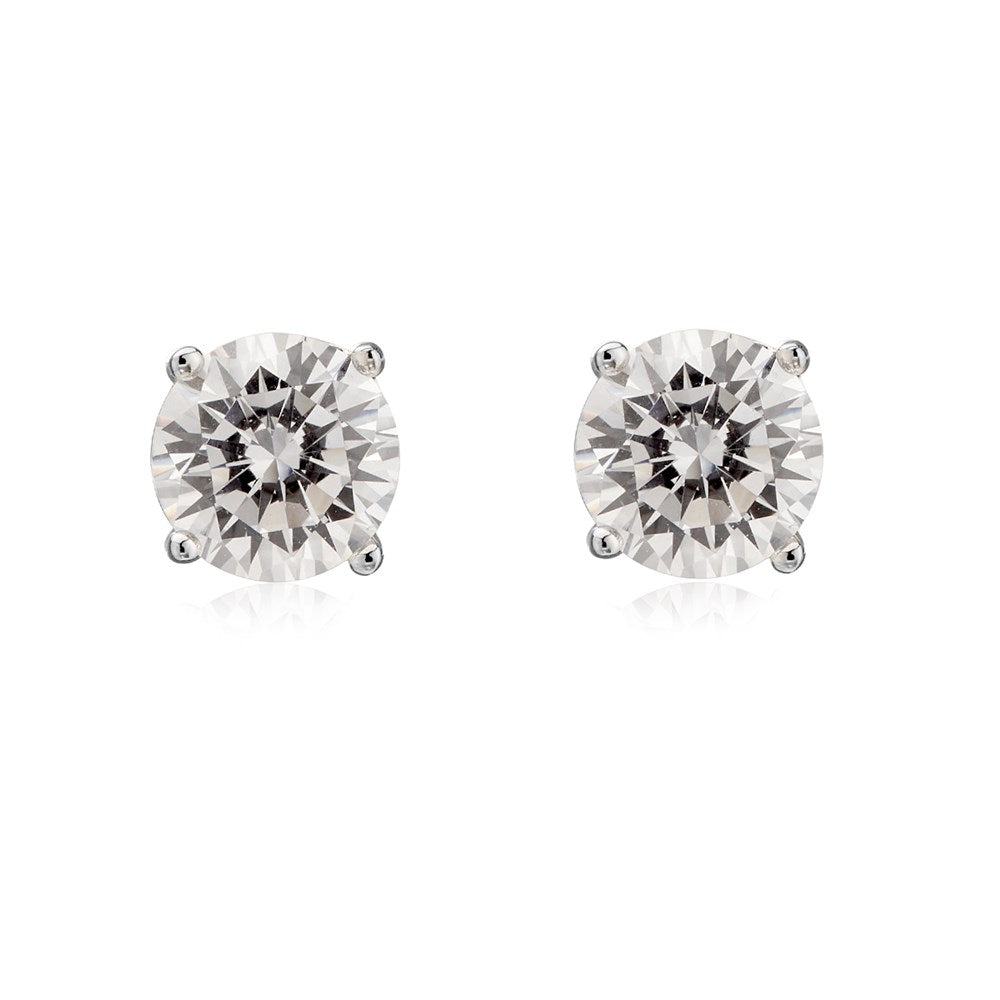 Argento 6.5mm Cubic Zirconia Stud Earrings