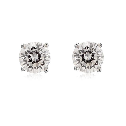Argento 6.5mm Cubic Zirconia Stud Earrings