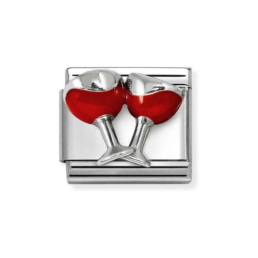 Silver 3D Wine Glasses Charm