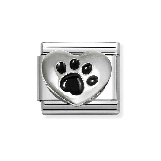 Silver 3D Pawprint Heart Charm