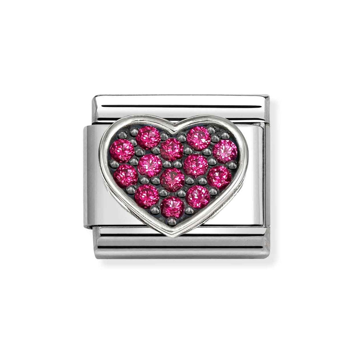 Silver Red Pavé Heart Charm