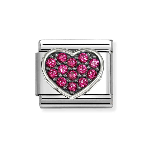 Silver Red Pavé Heart Charm