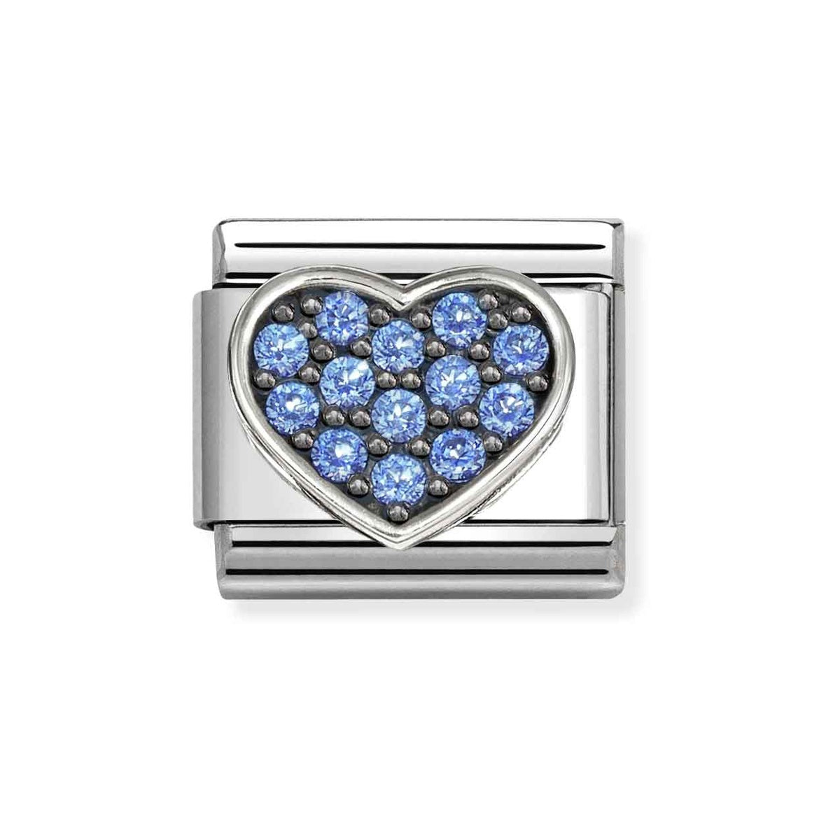 Silver Blue Pavé Heart Charm