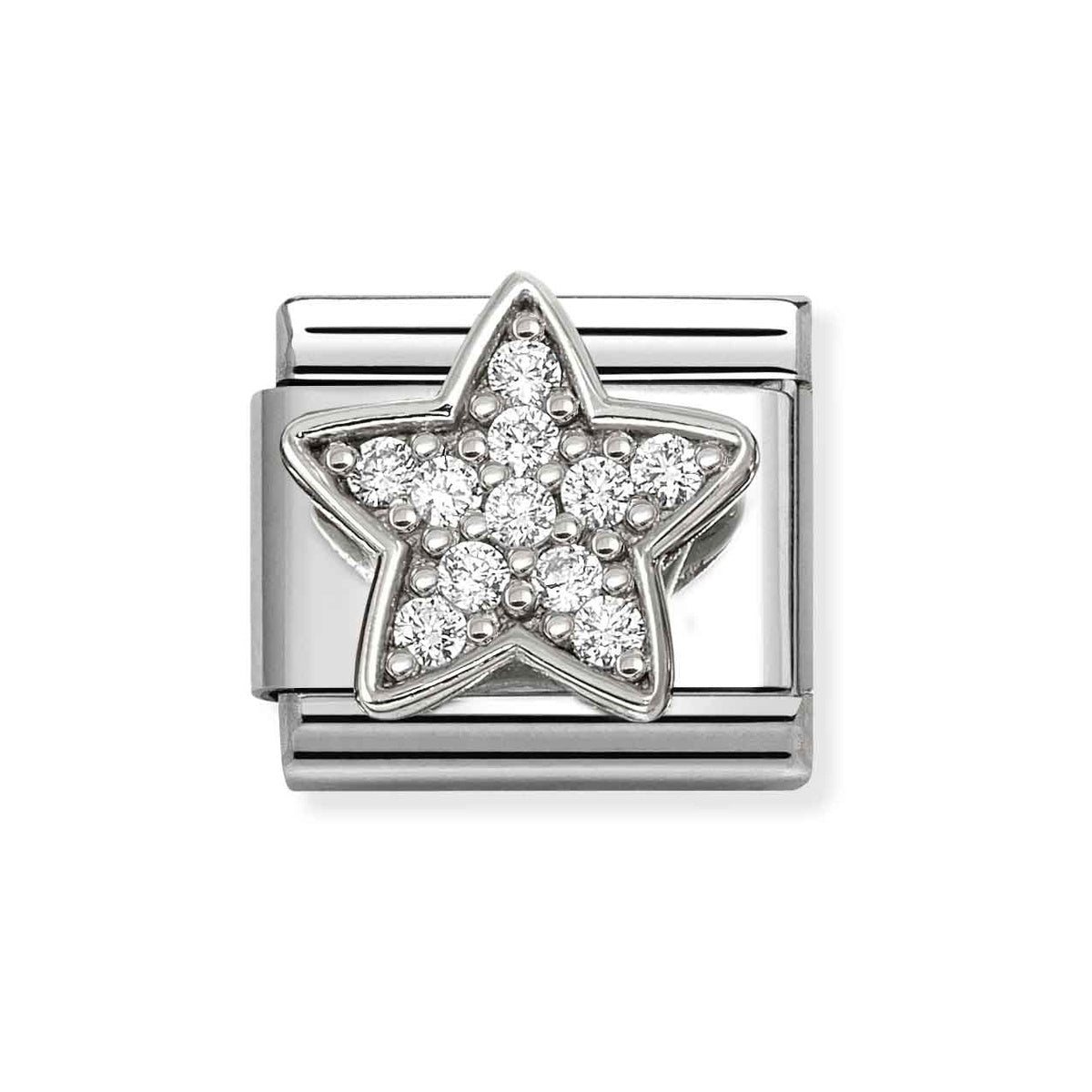 Silver White Pavé Star Charm