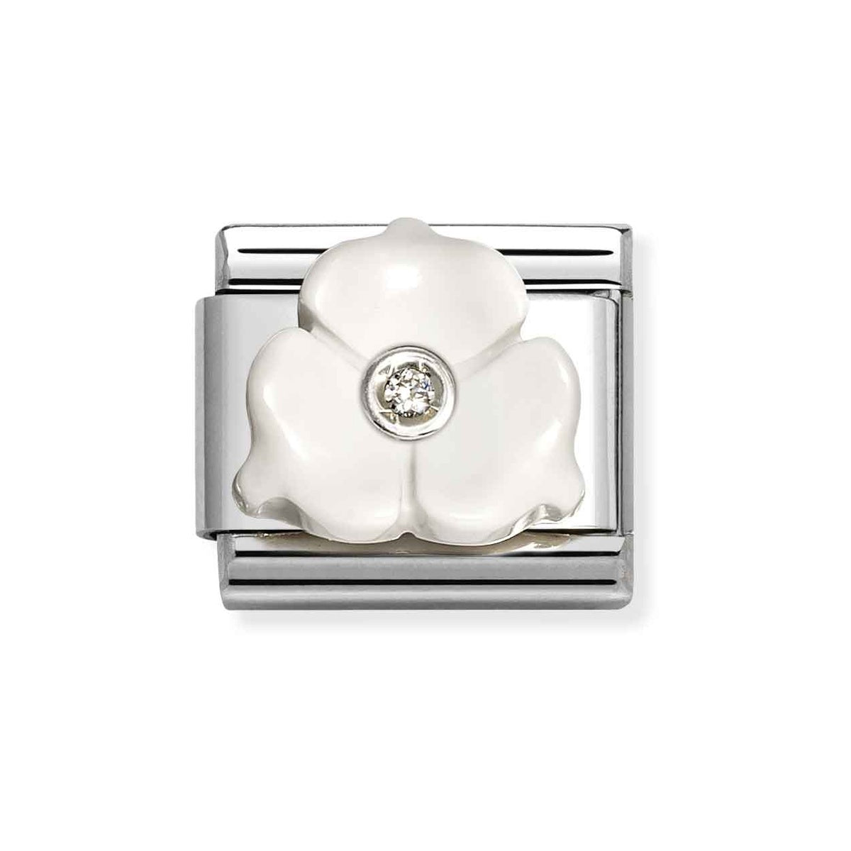 Silver White Petal Flower Charm
