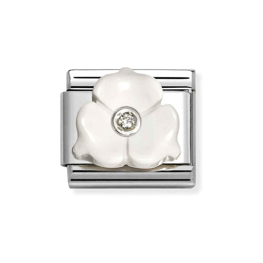 Silver White Petal Flower Charm