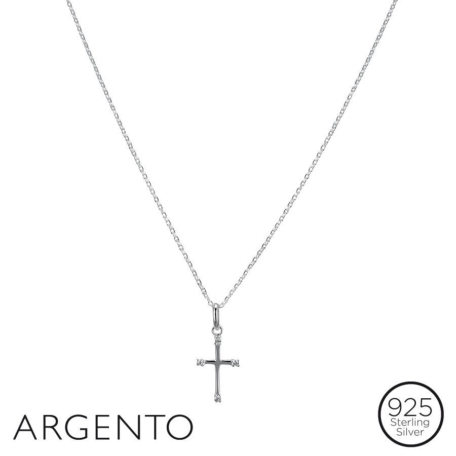 Argento Cubic Zirconia Cross Necklace