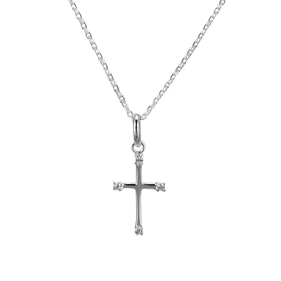 Argento Cubic Zirconia Cross Necklace
