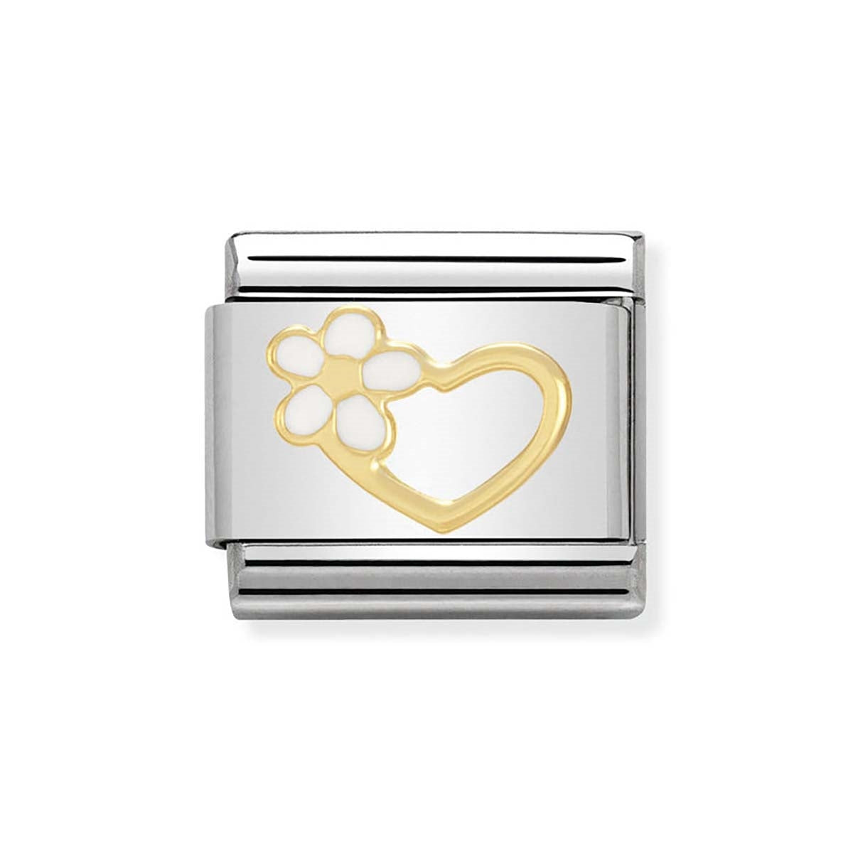 Nomination White Enamel Flower Heart Charm