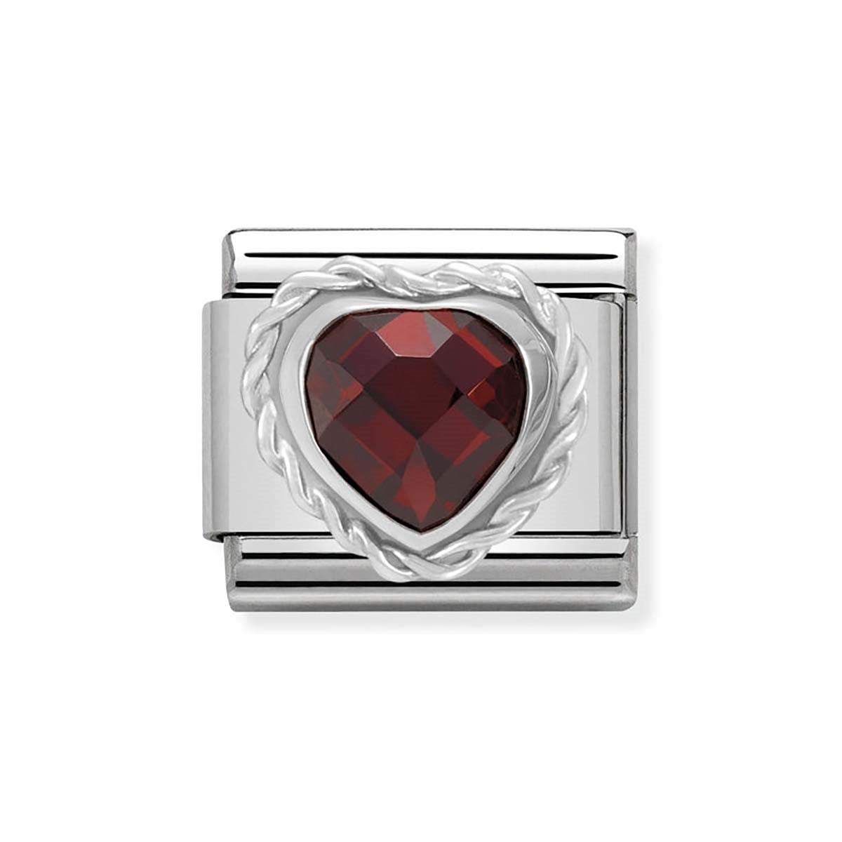 Nomination Red Cubic Zirconia Faceted Heart Charm
