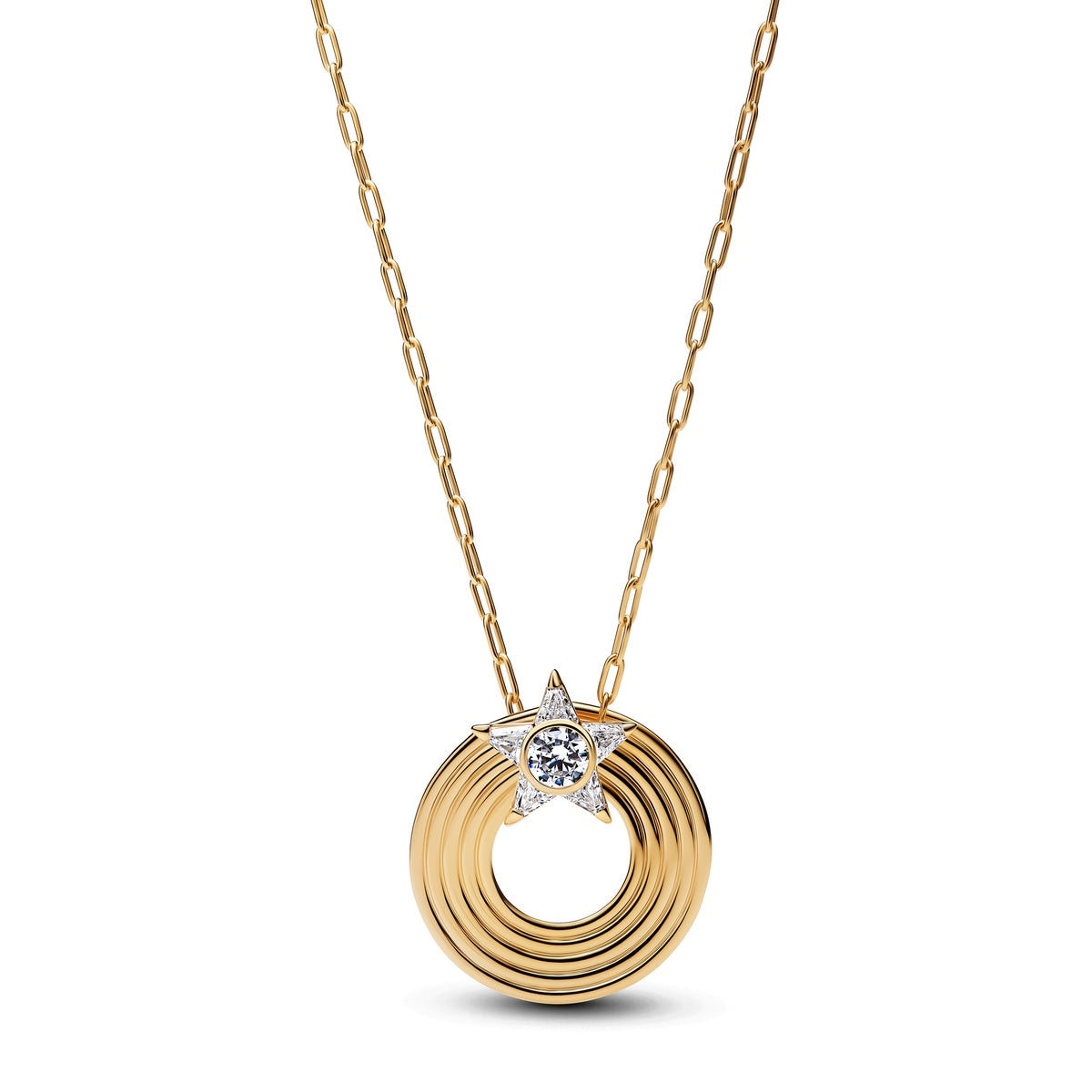 Pandora Gold Sparkling Shooting Star Pendant Necklace