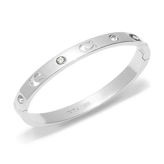 Coach Silver Cut Out C Logo Hinged Bangle