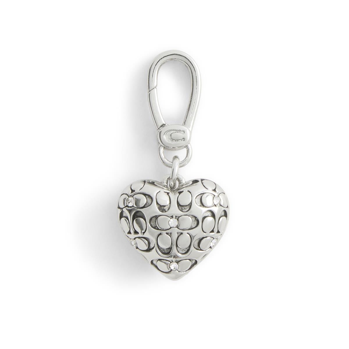 Coach Silver Quilted C Heart Charm