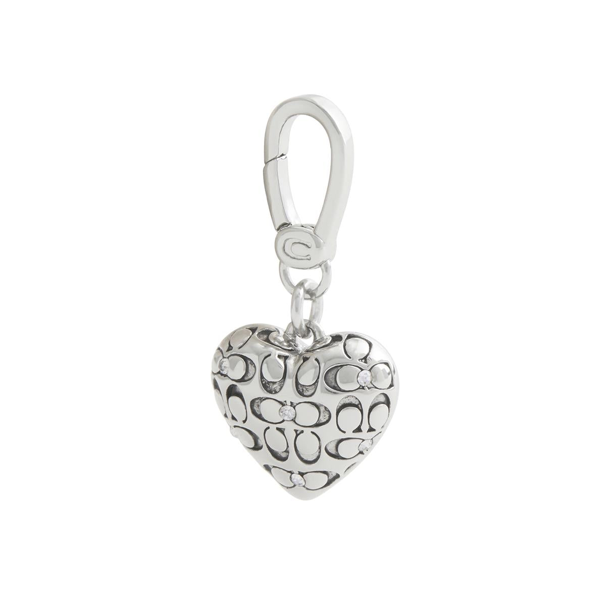 Coach Silver Quilted C Heart Charm