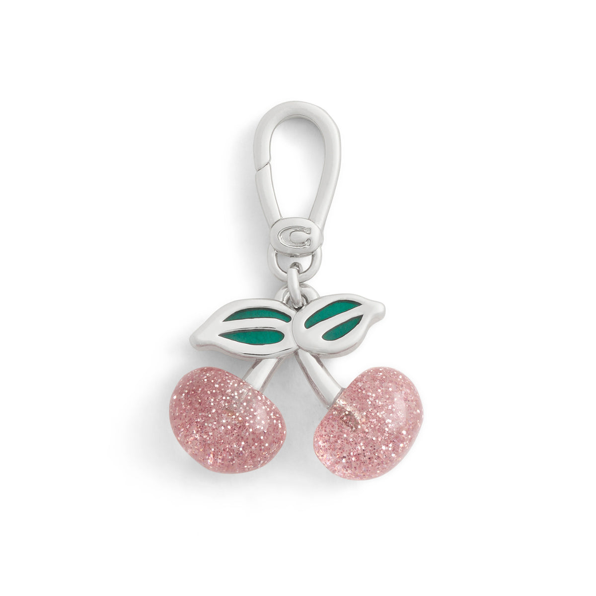 Coach Silver Sparkly Pink Cherry Resin Charm