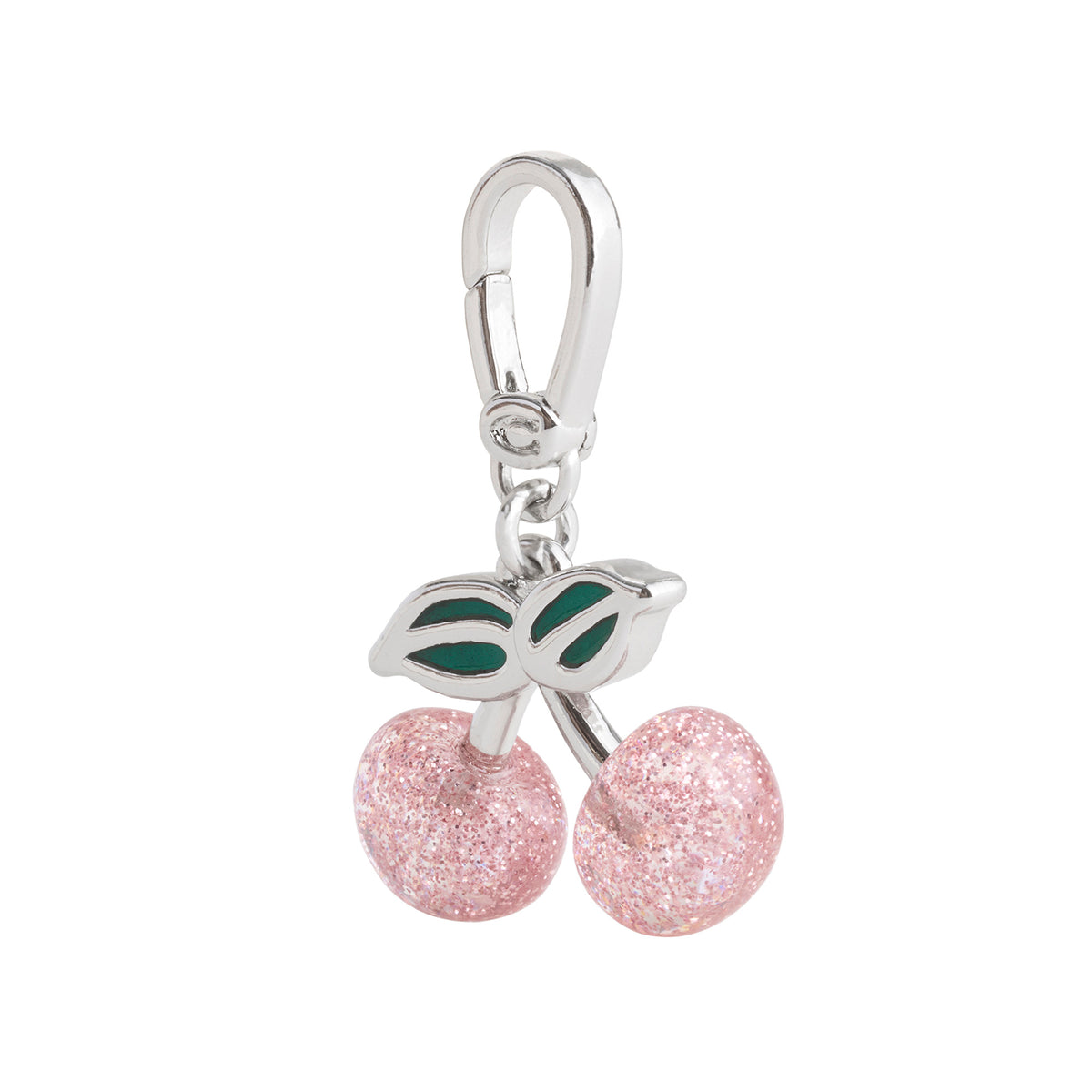 Coach Silver Sparkly Pink Cherry Resin Charm