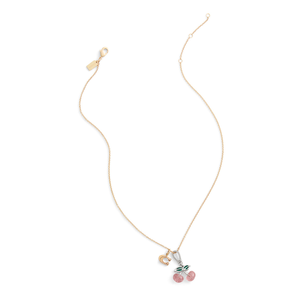 Coach Silver Sparkly Pink Cherry Resin Charm