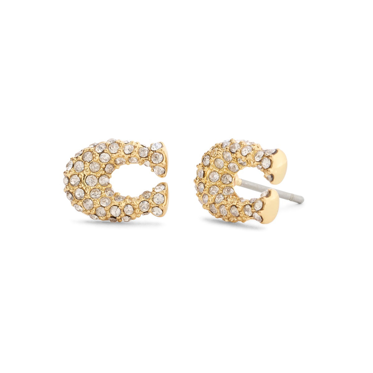Coach Gold One Coach Pavé C Stud Earrings