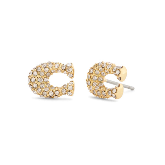 Coach Gold One Coach Pavé C Stud Earrings