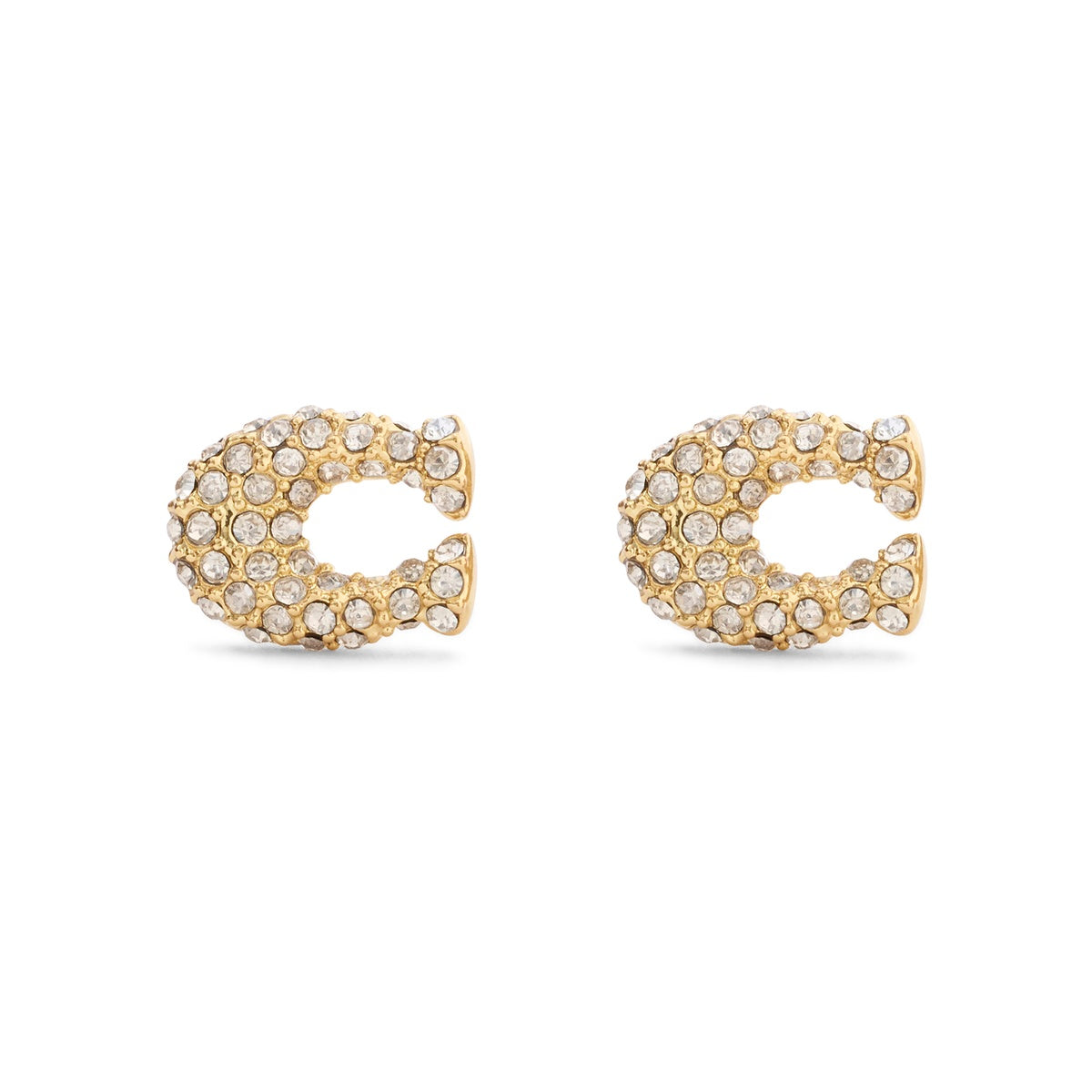 Coach Gold One Coach Pavé C Stud Earrings