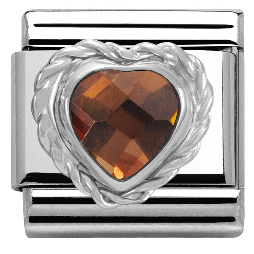 Nomination Smokey Crystal Heart Charm 
