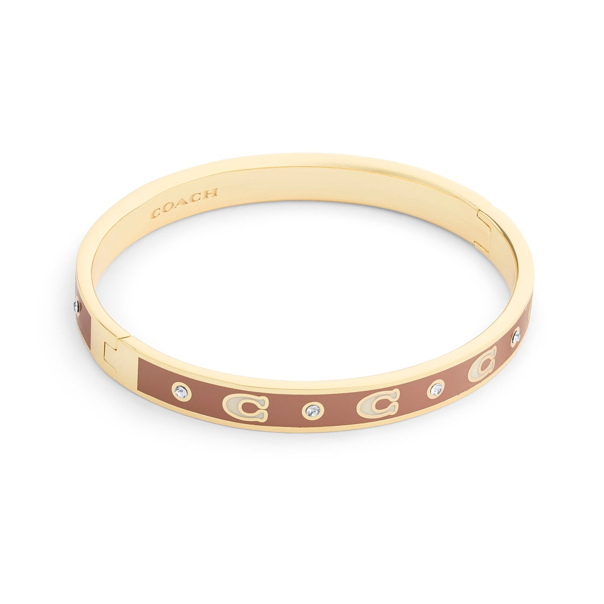 Coach Gold C Pecan Brown Enamel Bangle
