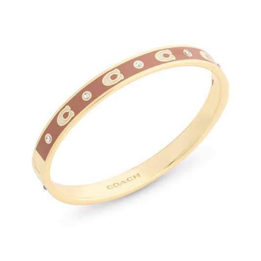 Coach Gold C Pecan Brown Enamel Bangle
