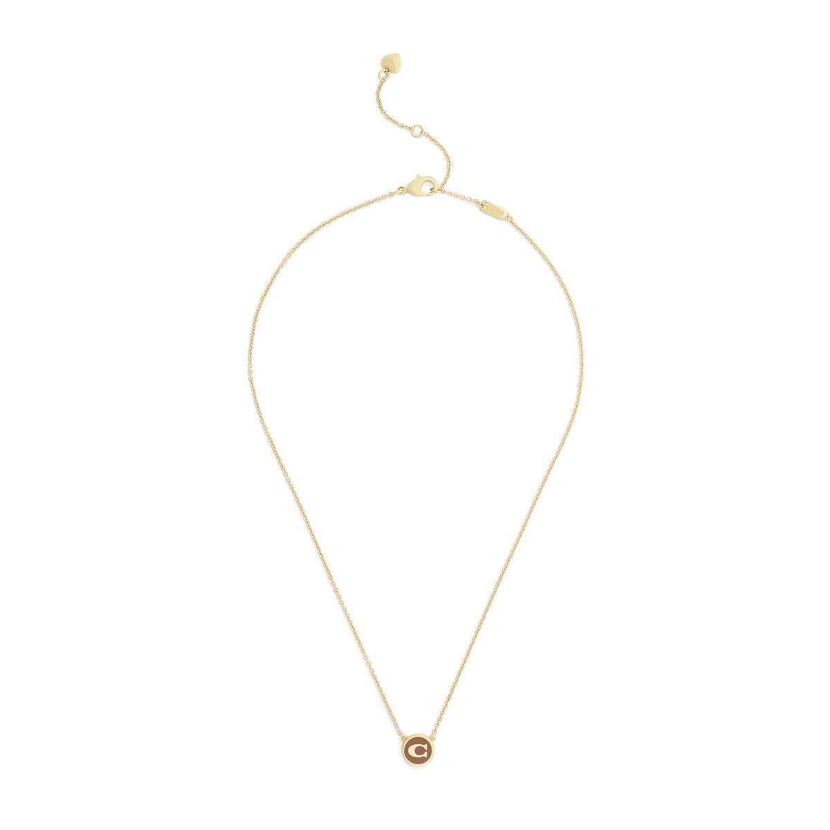 Coach Gold C Brown Disc Necklace